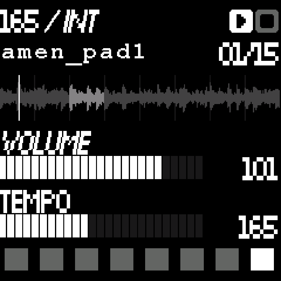 LCD in mode 7, volume and tempo
